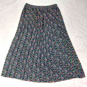 UNBRANDED WOMEN'S VINTAGE BLUE SHEER MICRO FLORAL PLEATED PULL ON SKIRT SIZE 12